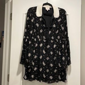 Cinq a Sept silk floral dress Wednesday Addams goth vibes